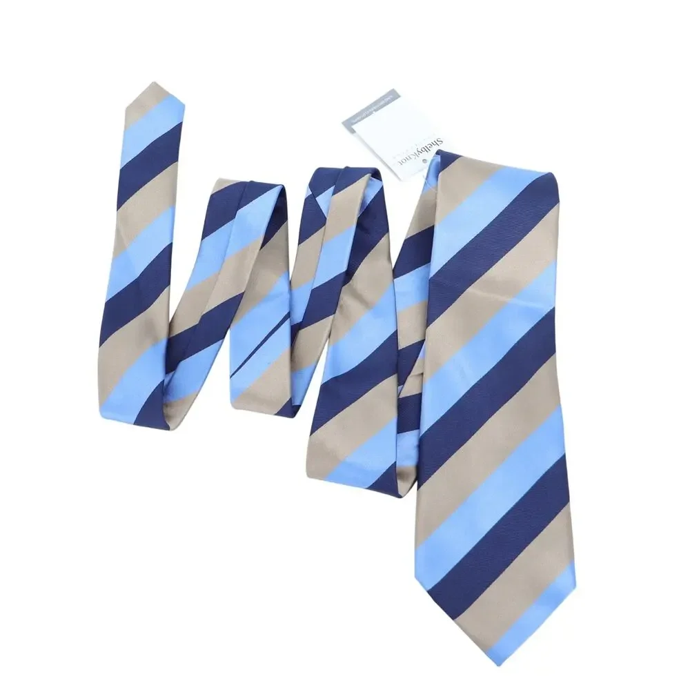 KING BROTHERS Diagonal Stripe Neck Tie NWT Blue and Gold Businesswear Formal OS